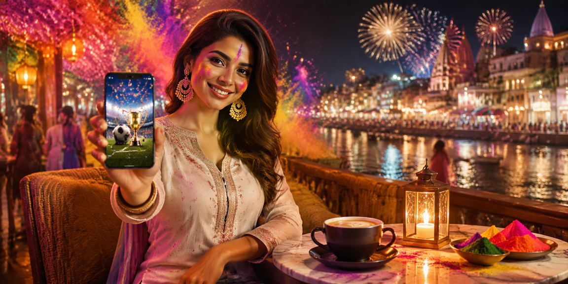 Indian woman enjoying live casino games on mobile device